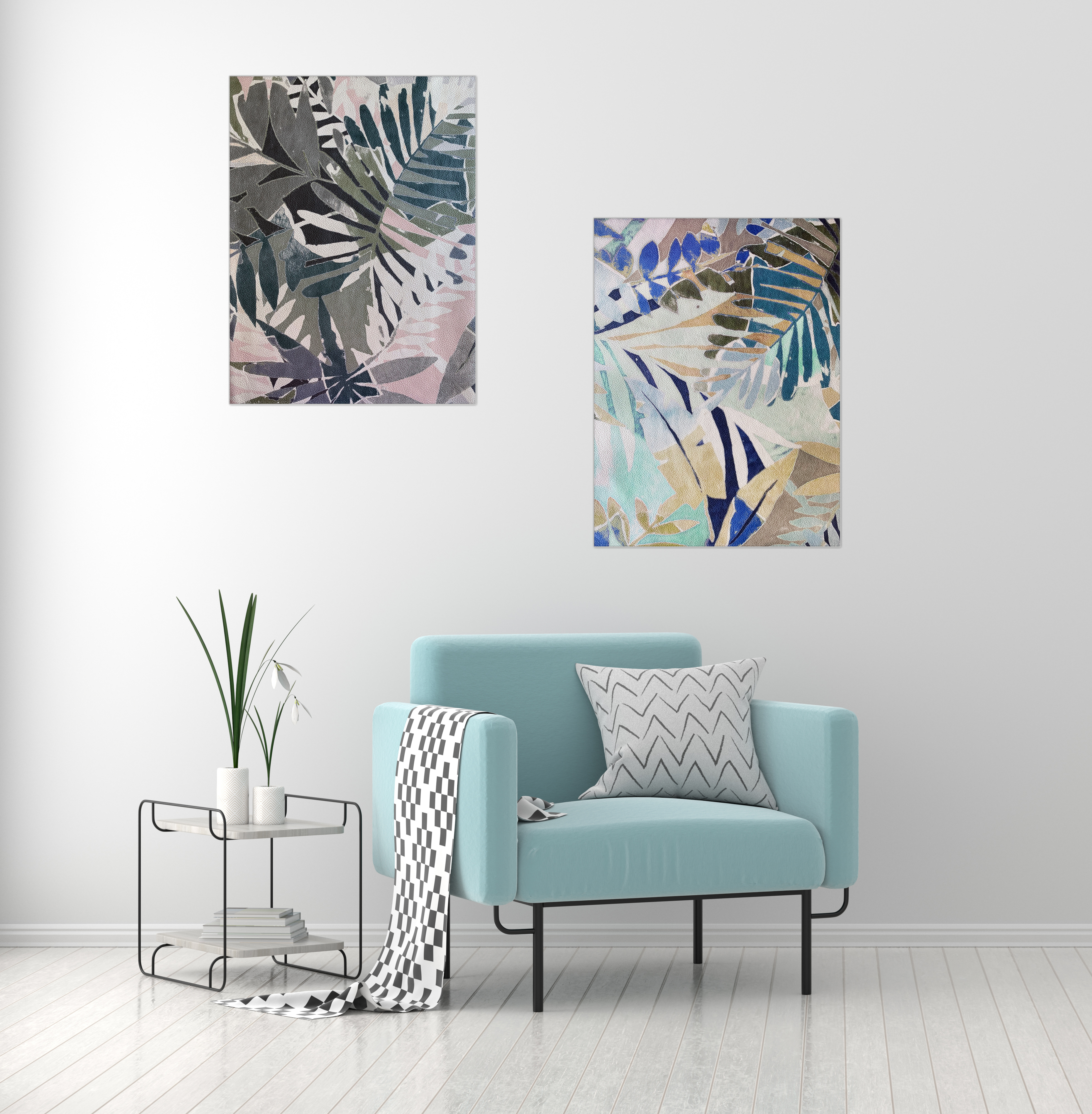 Digitally Printed Cowhide by Stacy Garcia® Tropical Foilage Peachy Keen and Coastal Bliss