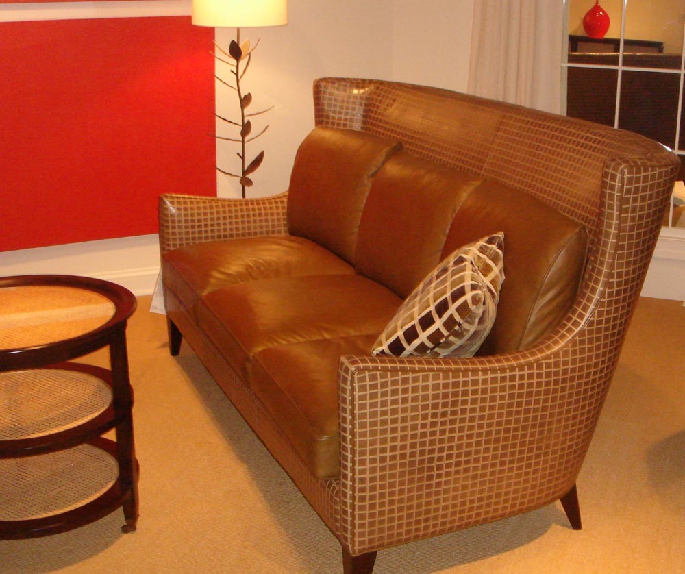 Townsend Leather's Aniline Gaufrage Geometric Cowhide Indian Ginger Blocks