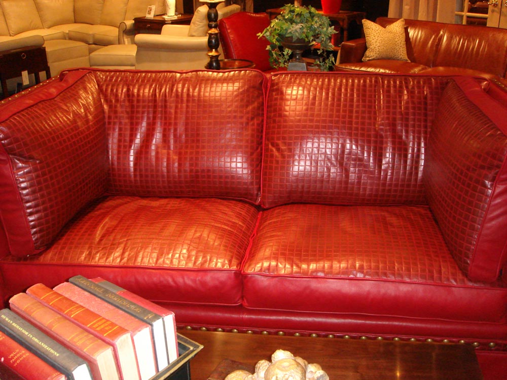 Townsend Leather's Aniline Gaufrage Geometric Cowhide Apple Red Blocks